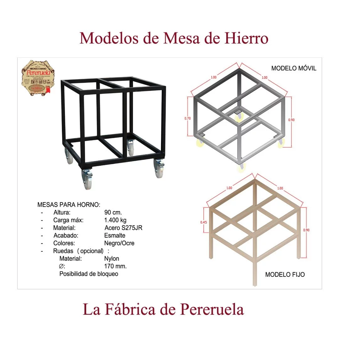 MESA DE HIERRO PARA HORNO DE LEÑA